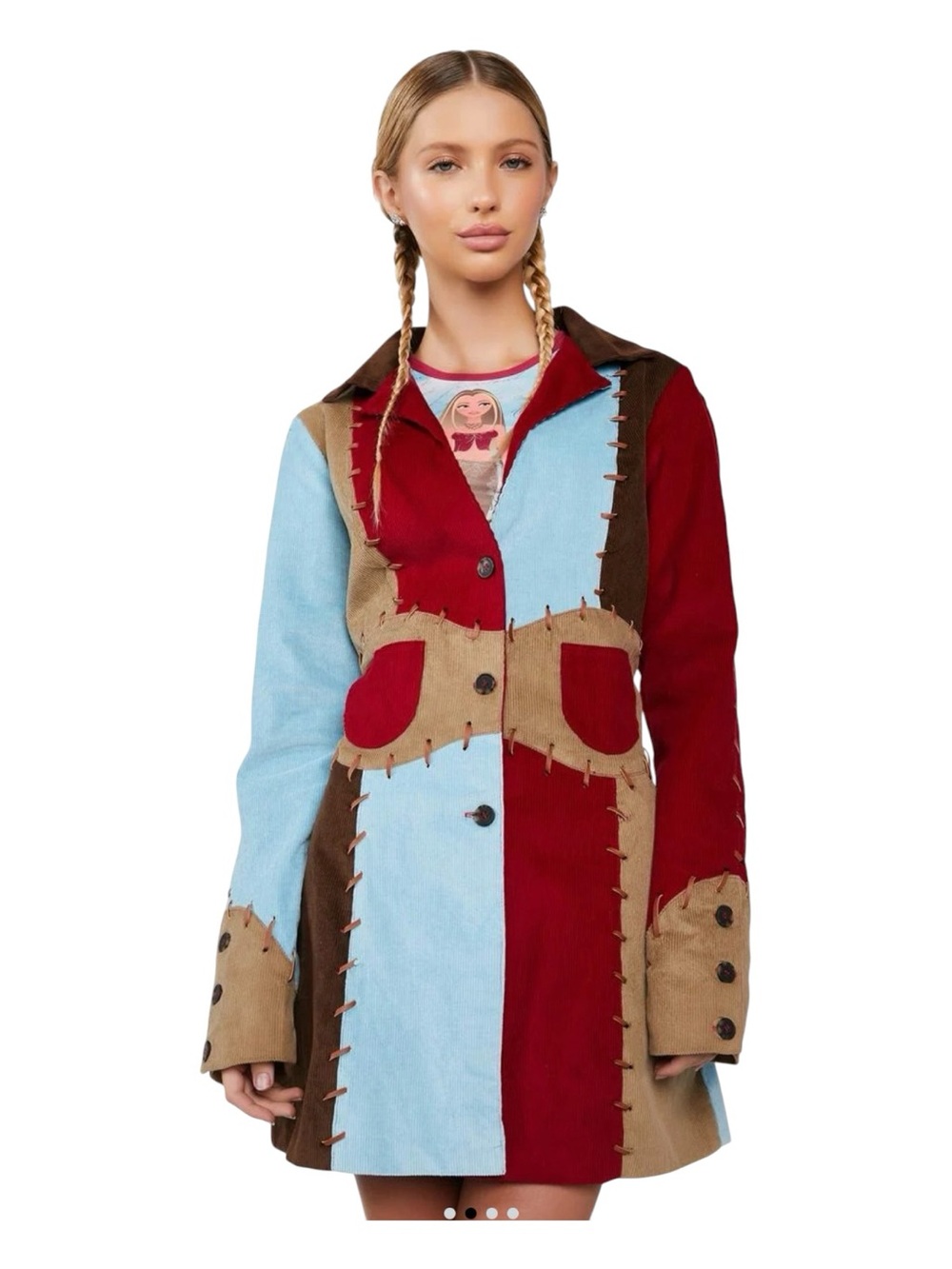 dELiA*s by Dolls Kill Never Coming Home Colorblock Corduroy Trench Coat